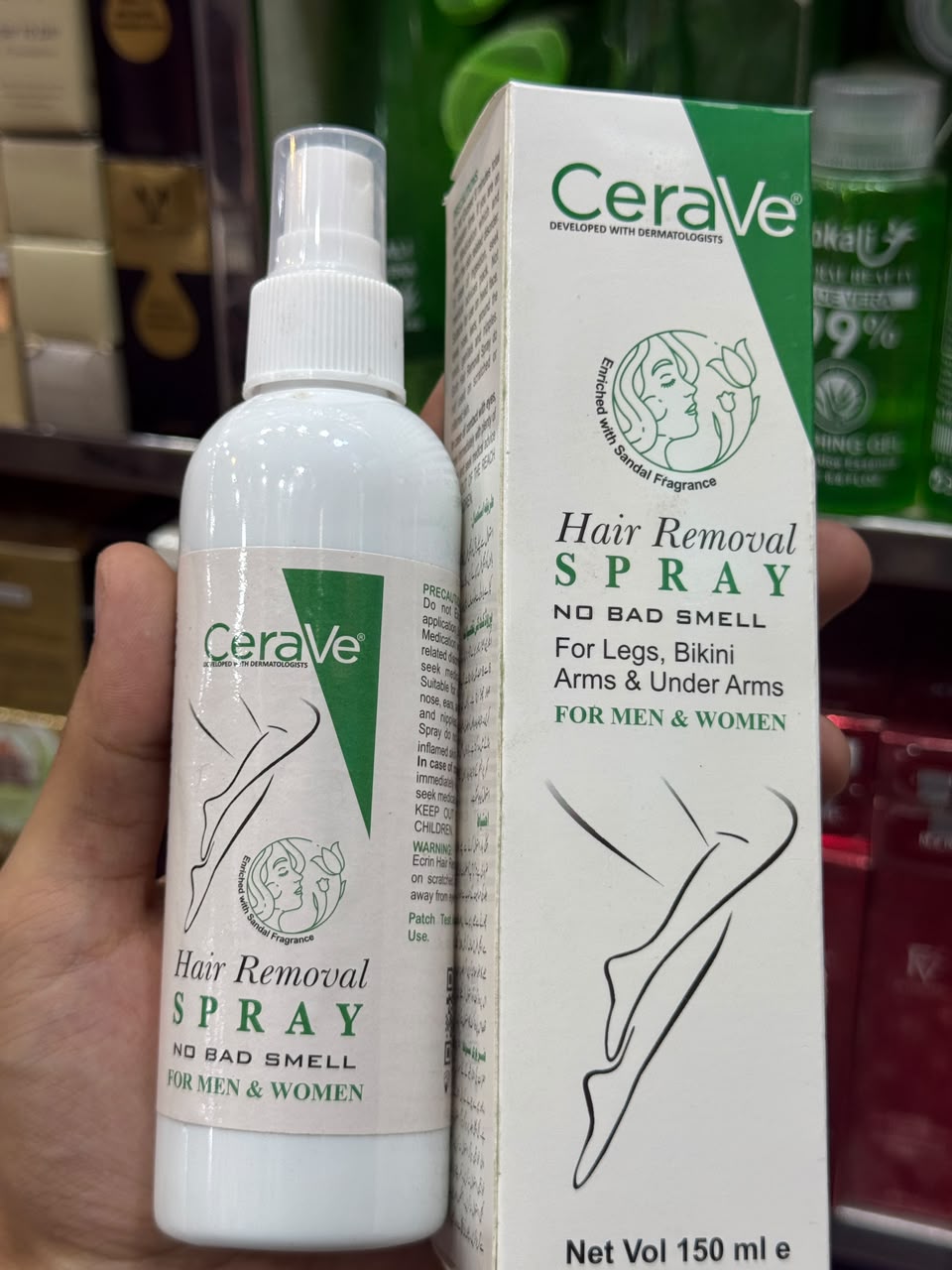 Green CeraVe Hair Removal Spray | Easy Spray Skincare Product For Men And Women - 150ML