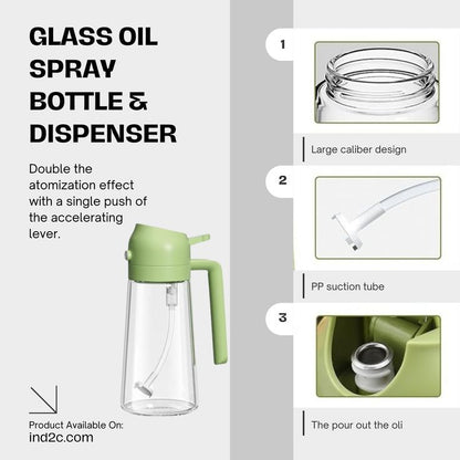 2 In 1 Oil Sprayer Bottle Kitchen Tool For Cooking Baking BBQ Easy Spray And Convenient Use - 400ML