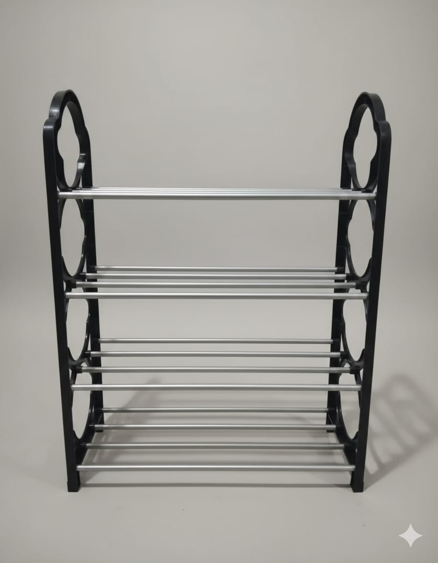 4 Layer Multipurpose Metal Shelf Rack 🗄️ | Space Saving Storage Organizer for Kitchen, Living & Study Room ✨