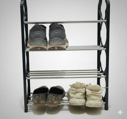 4 Layer Multipurpose Metal Shelf Rack 🗄️ | Space Saving Storage Organizer for Kitchen, Living & Study Room ✨