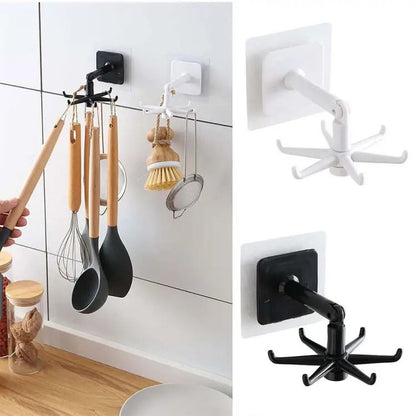 6 Hooks Kitchen 360° Rotating Kitchen Organizer Rack – Multi-Purpose Cabinet Storage Hook (Random Color)