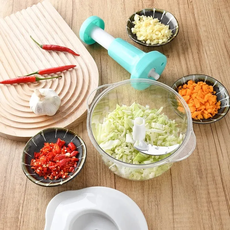 2L Manual Hand Push Chopper & Multifunctional Mixer