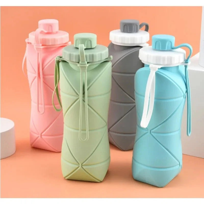 Silicone Folding Water Bottle – Collapsible Travel Bottle | Random Color | 600ML