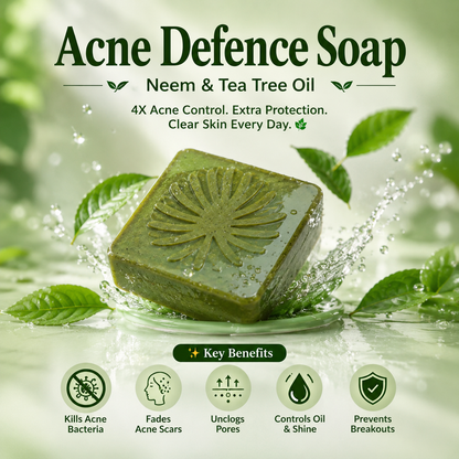 Acne Defence Soap with Neem & Tea Tree Oil – Deep Cleansing Herbal Soap