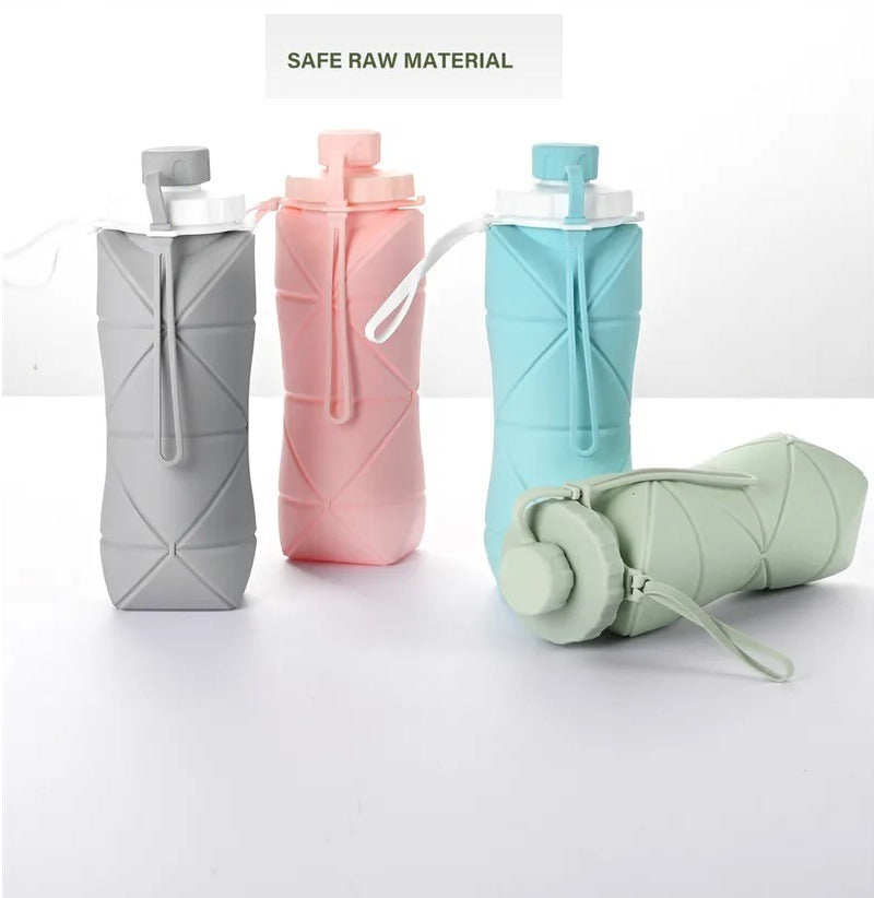 Silicone Folding Water Bottle – Collapsible Travel Bottle | Random Color | 600ML