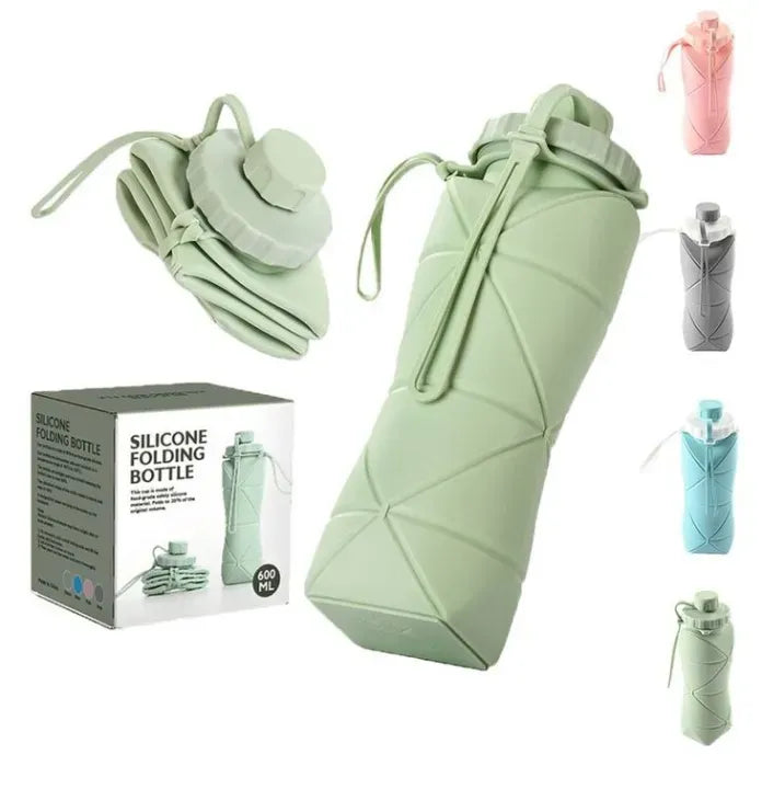 Silicone Folding Water Bottle – Collapsible Travel Bottle | Random Color | 600ML