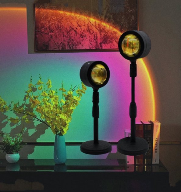 Sunset Lamp Rainbow Projection Lamp USB Charging LED Lighting Sun Never Sets Light Rainbow