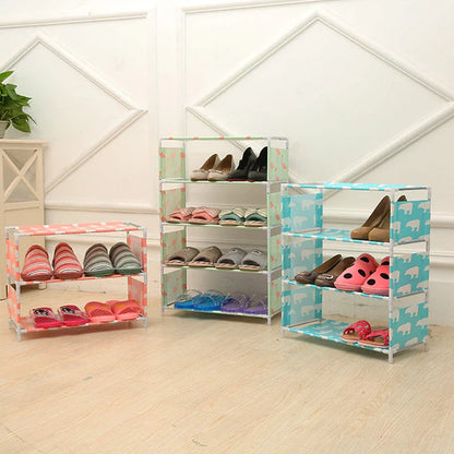 5 Layers Multifunctional Shoes Rack-Simple Dust Proof Assembly Fabric Dormitory Shoes Rack