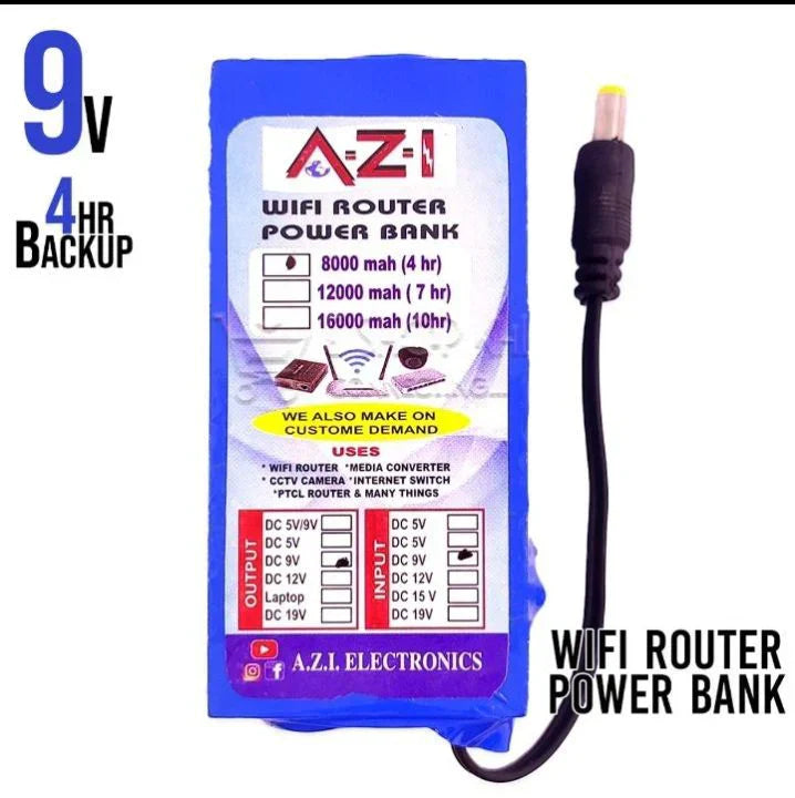 ( FREE HOME DELIVERY ) WiFi Router UPS Power Bank 9 Volts  - 4 Hours Guaranteed Backup - Tp Link Tenda PTCL & Other Routers