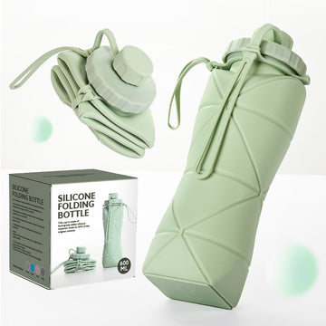 Silicone Folding Water Bottle – Collapsible Travel Bottle | Random Color | 600ML