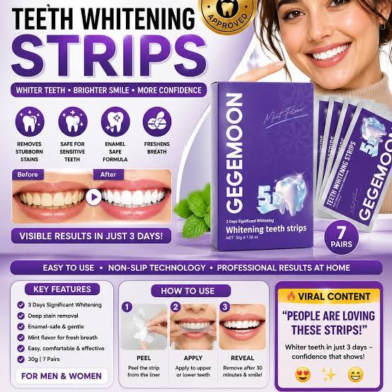 9D Teeth Whitening Strips – Professional Whitening Kit | Mint Flavor | 7 Pairs