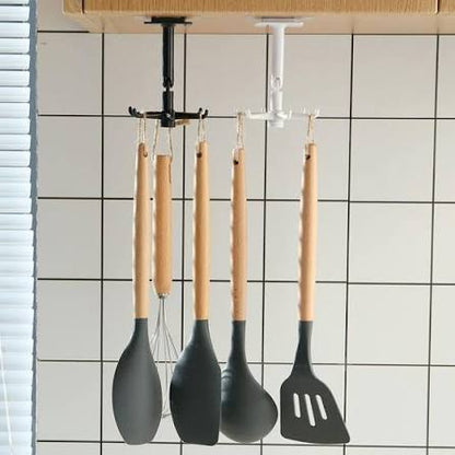6 Hooks Kitchen 360° Rotating Kitchen Organizer Rack – Multi-Purpose Cabinet Storage Hook (Random Color)