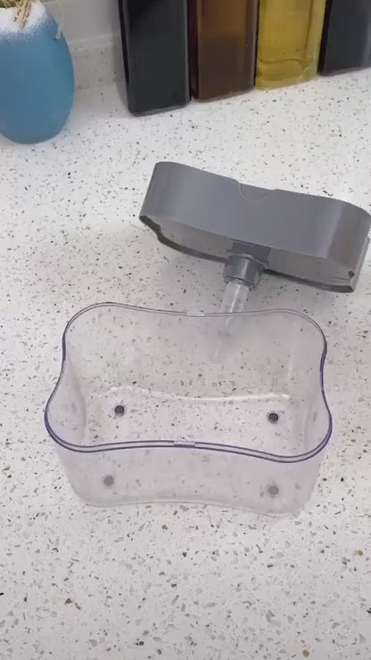 2-in-1 Soap Pump Dispenser with Sponge Holder – Press Type Dishwashing Liquid Dispenser for Kitchen Sink