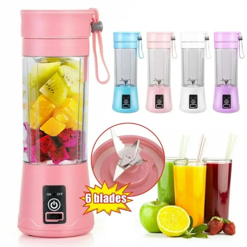 Portable USB Rechargeable Juicer Blender with 6 Blades - Portable Mixer