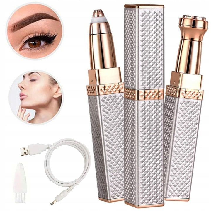 2-in-1 Flawless Facial Hair Remover & Eyebrow Trimmer | USB Rechargeable, Painless & Portable