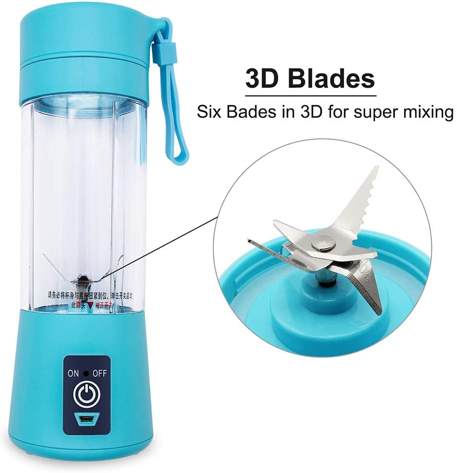 Portable USB Rechargeable Juicer Blender with 6 Blades - Portable Mixer