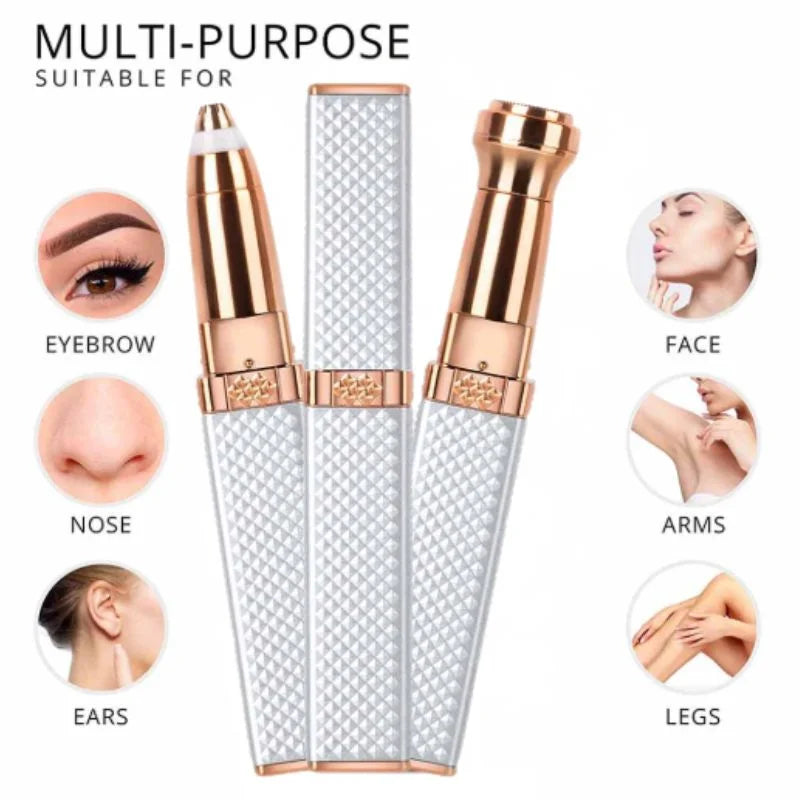 2-in-1 Flawless Facial Hair Remover & Eyebrow Trimmer | USB Rechargeable, Painless & Portable