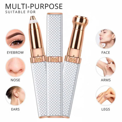 2-in-1 Flawless Facial Hair Remover & Eyebrow Trimmer | USB Rechargeable, Painless & Portable